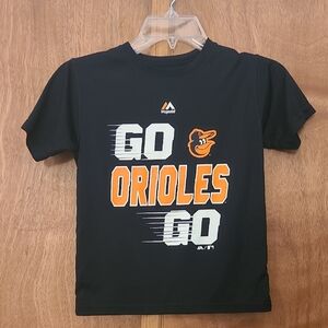 Majestic Black and Orange Orioles Kids Tee